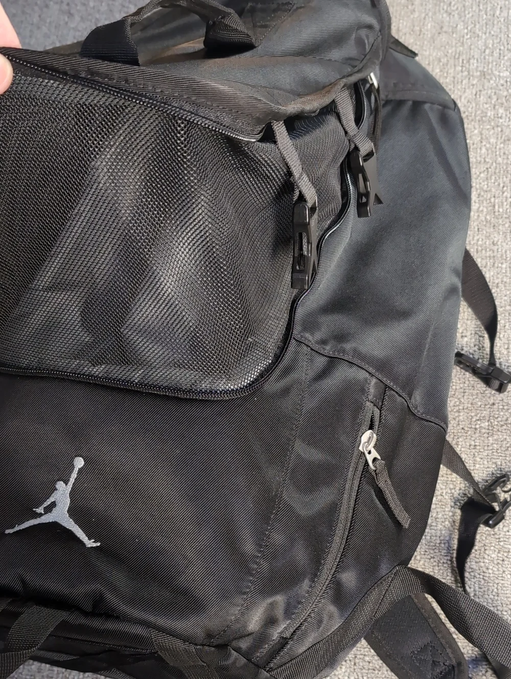 Jordan Sportswear Top-Loading Backpack Expanding Large Bag in Black